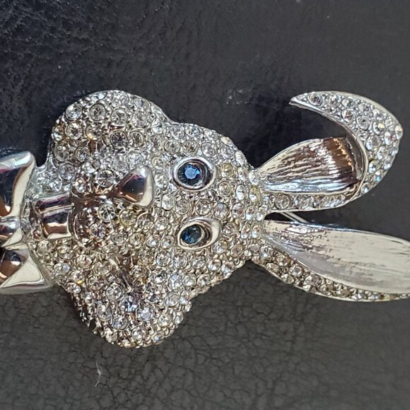 Rhinestone Bunny  Rabbit Brooch Pin - Picture 9 of 10